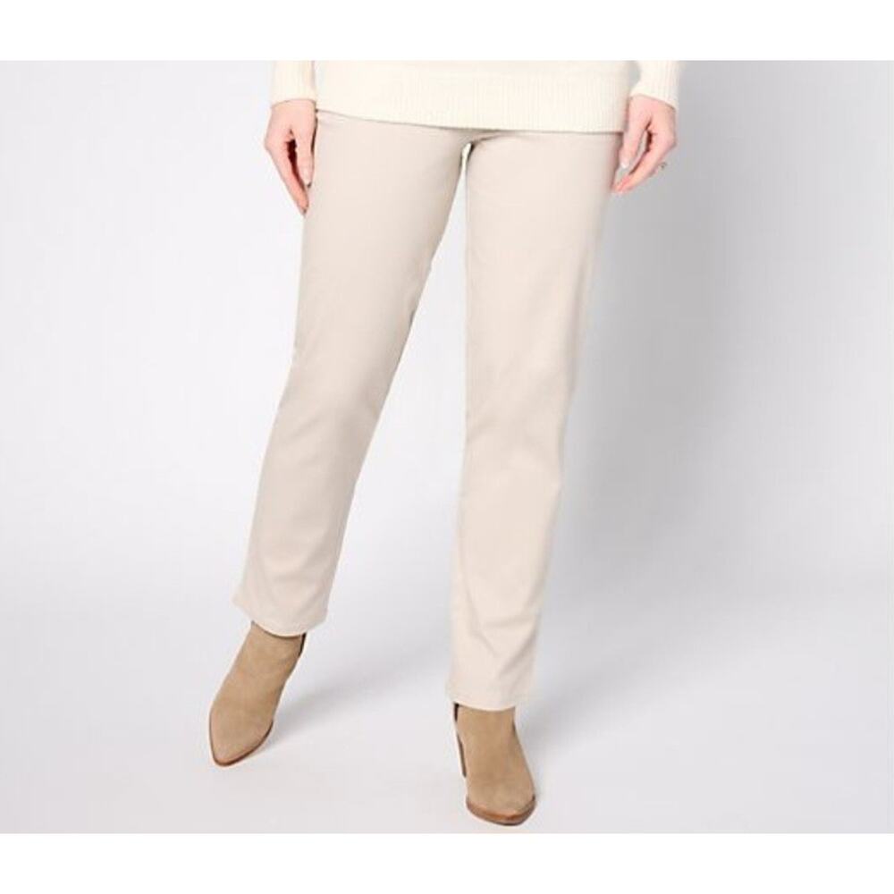 Denim & Co Small Khaki Original Waist Stretch Side Pocket Pant A624289 NWOT